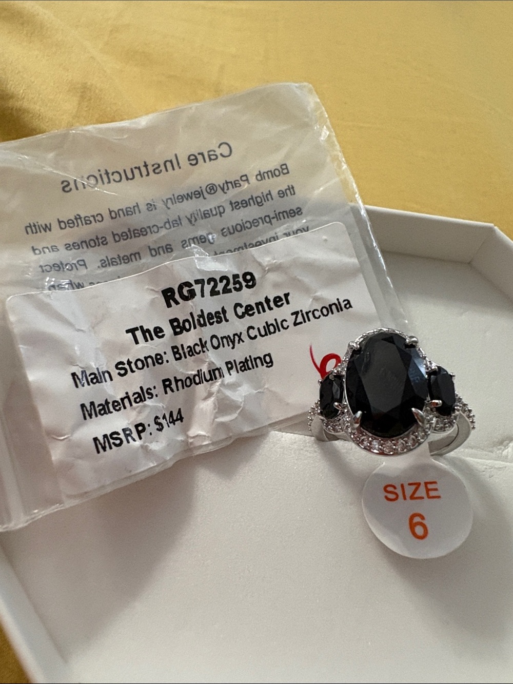 The Boldest Center Black Onyx Cubic Zirconia Ring - Size 6